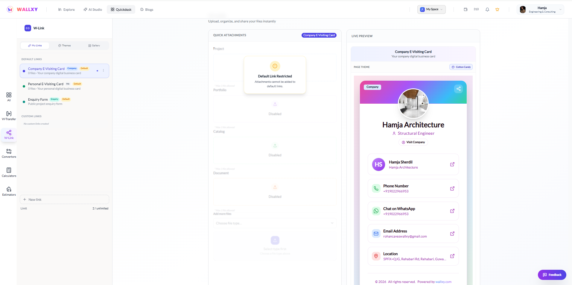 W-Link Details Form